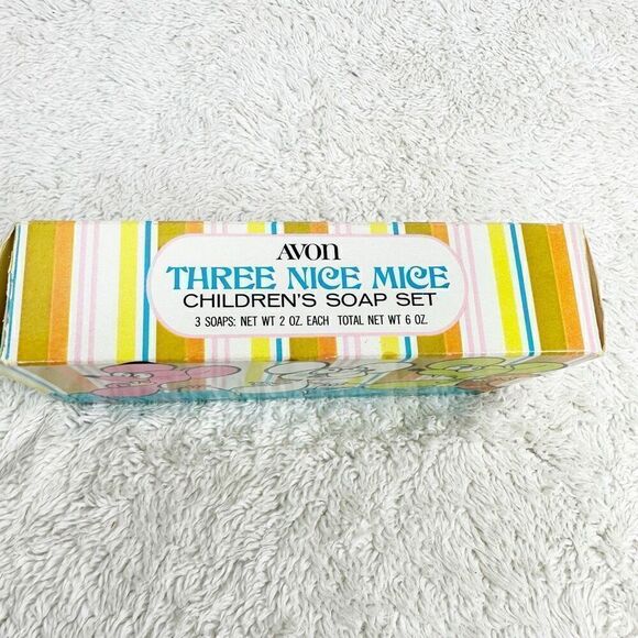 Vintage 70s Avon Three Nice Mice Childrens Soap Set 2oz Boxed Unused New - Picture 5 of 8